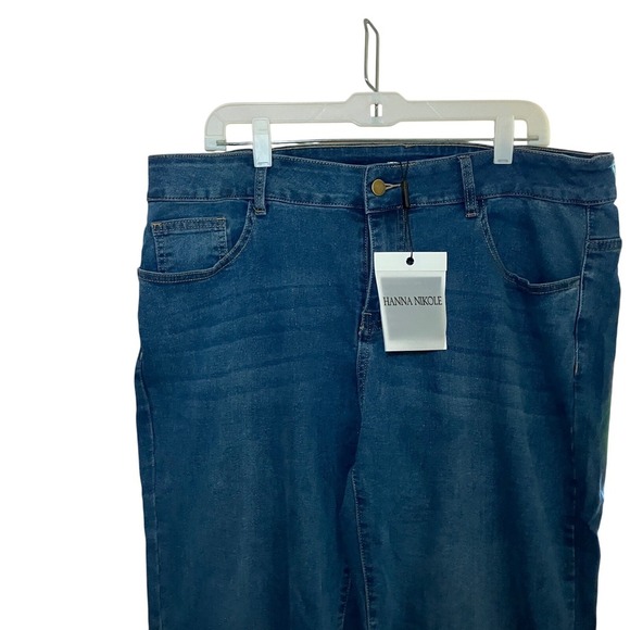 Hanna Nikole Womens Jeans 20W Blue Denim Bootcut Comfort Stretch NWT - Picture 2 of 6